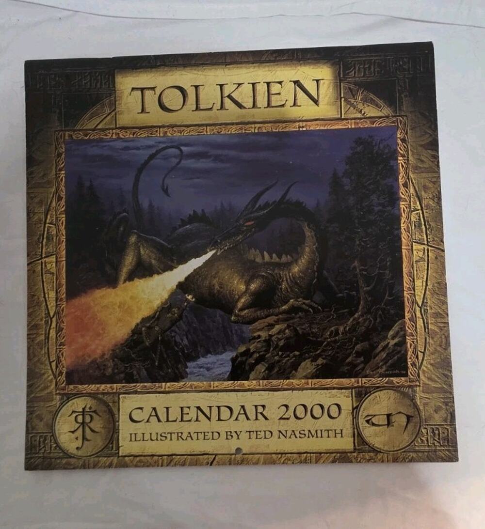 2000 JRR Tolkien Wall Calendar LOTR Hobbit Illustrated by Ted Nasmith Unmarked